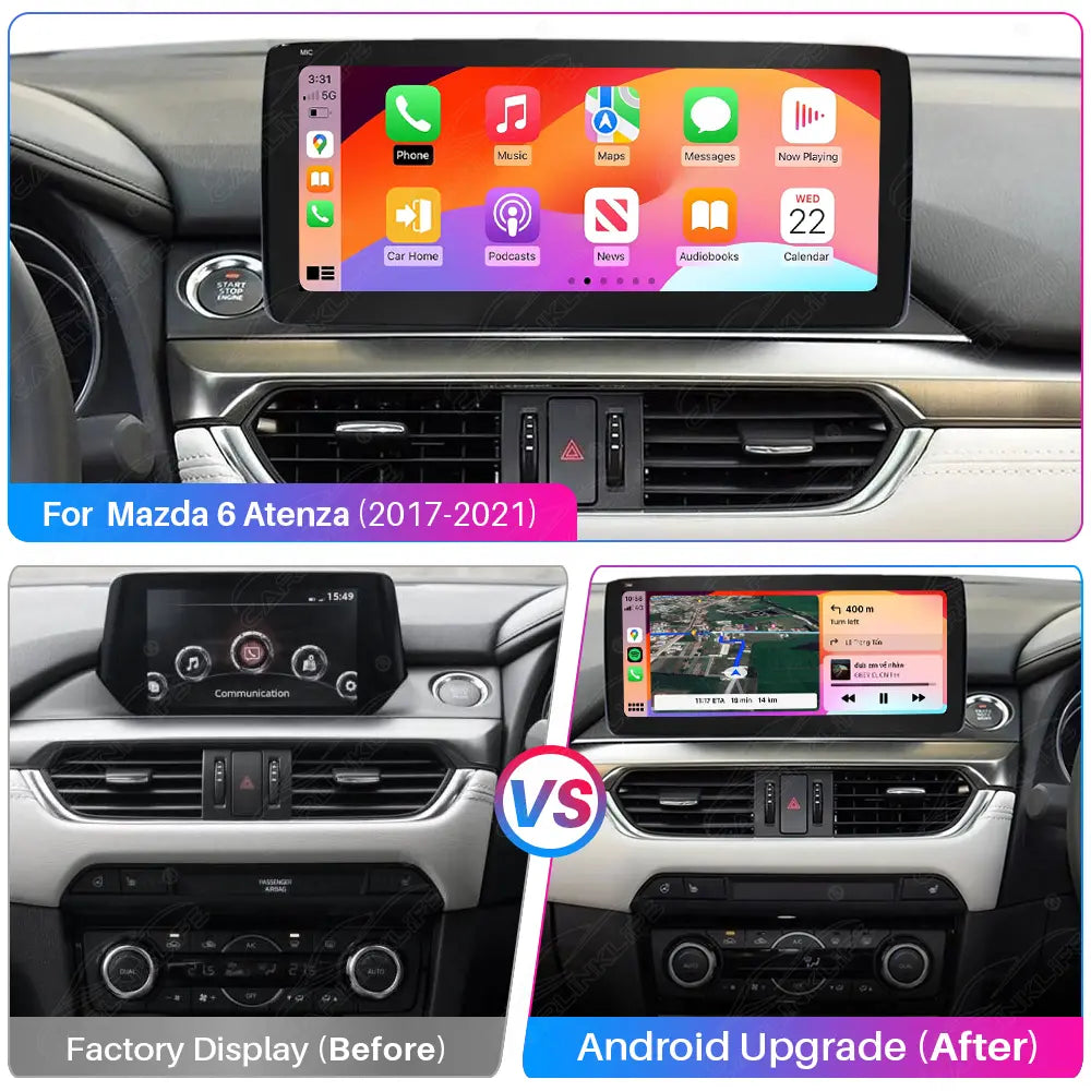 Mazda 6 Atenza (2016–2019) 10.25" Android Car Screen Upgrade with Wireless CarPlay & Android Auto | Retains OEM System