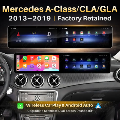 Mercedes-Benz A-Class/CLA/GLA W176/C117/X117/X156 (2013–2019) 24.6" Dual Screen Android Upgrade | Wireless CarPlay & Android Auto | Retains OEM System