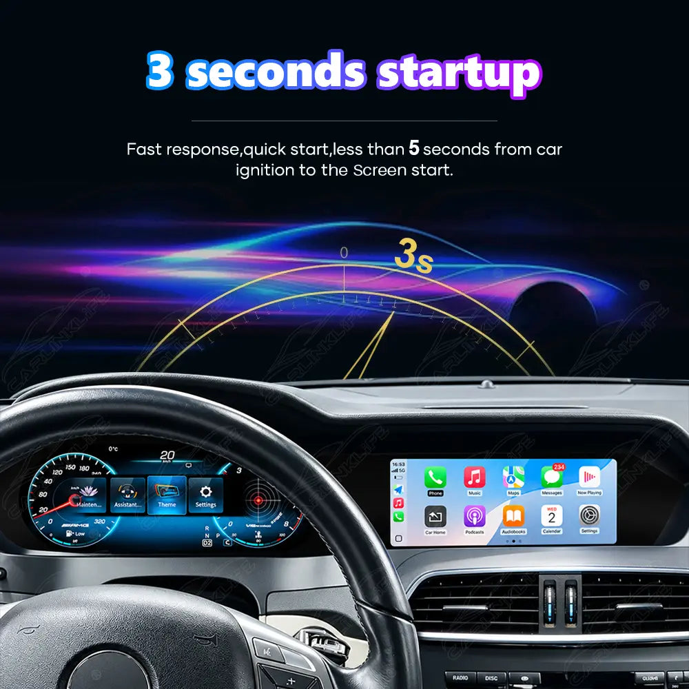 Mercedes-Benz C-Class W204 (2011–2014) 24.6" Digital Cluster & Linux Screen Upgrade | Wireless CarPlay & Android Auto