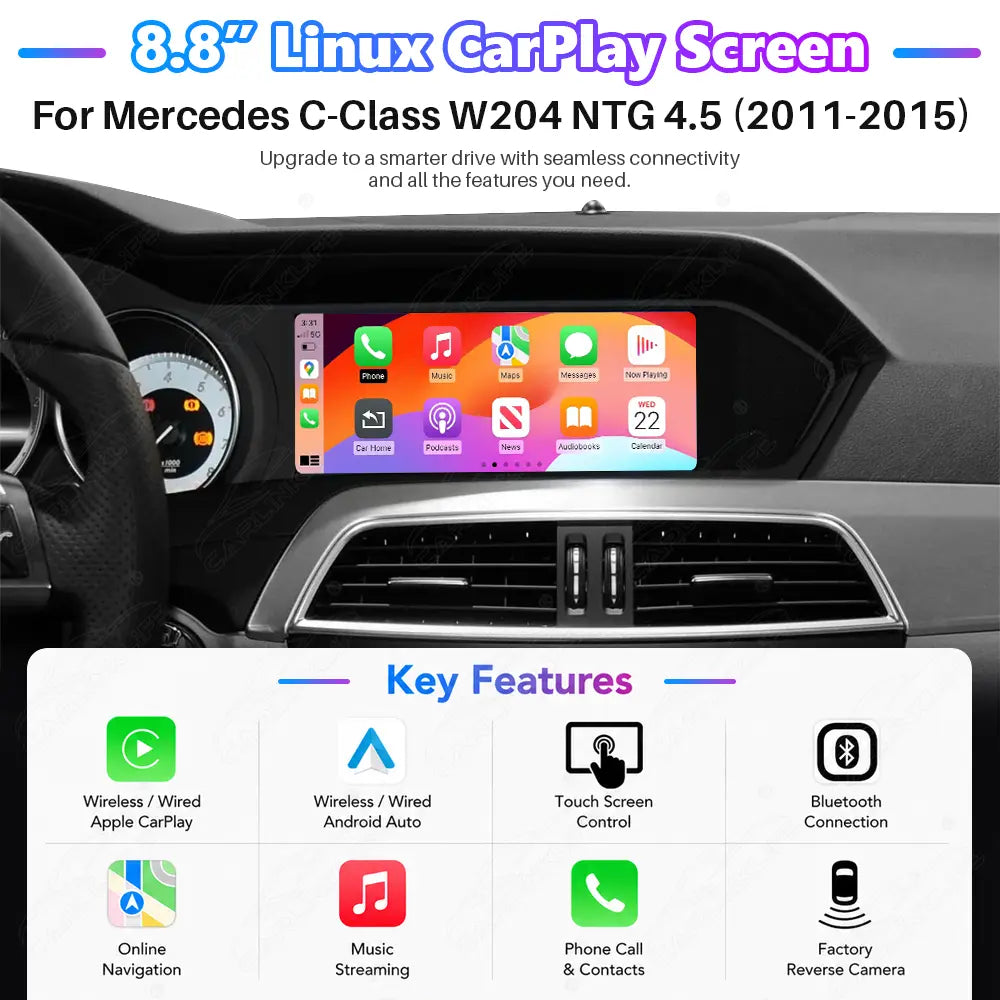 Mercedes-Benz C-Class W204 (2011–2015) 8.8" Linux Screen Upgrade | Wireless CarPlay & Android Auto