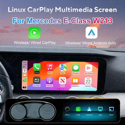 Mercedes-Benz E-Class W213 (2016–2020) 12.3" Linux Screen Upgrade | Wireless CarPlay & Android Auto | Analog Cluster Only