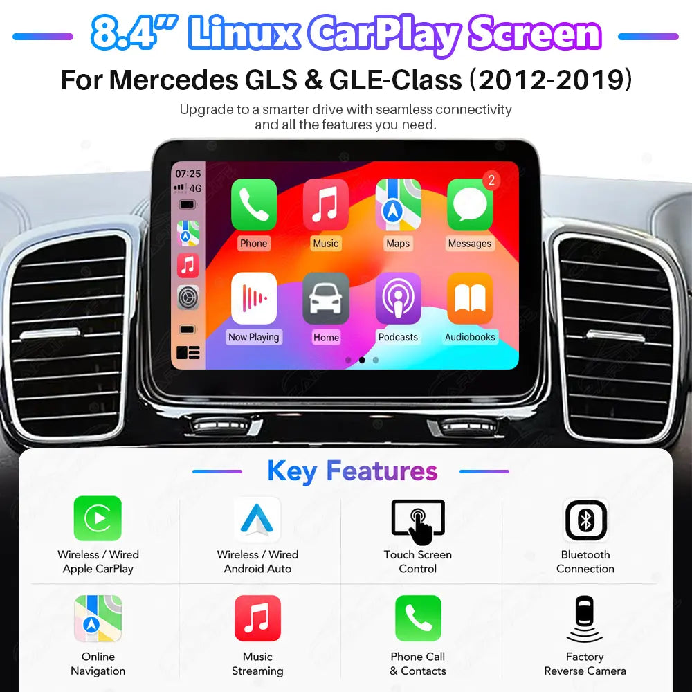 Mercedes-Benz GL / GLS-Class X166 (2013–2019) & ML / GLE-Class W166 (2012–2018) 8.4" Linux Screen Upgrade | Wireless CarPlay & Android Auto