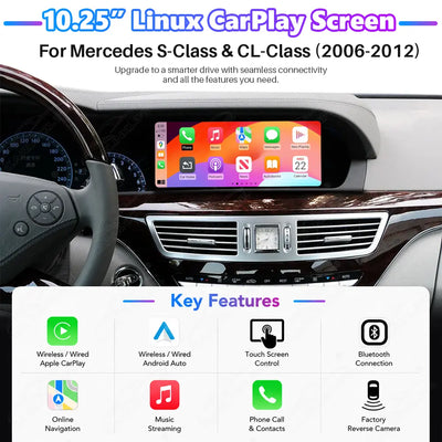 Mercedes-Benz S-Class W221 & CL-Class C216 (2006–2012) 10.25" Linux Screen Upgrade | Wireless CarPlay & Android Auto