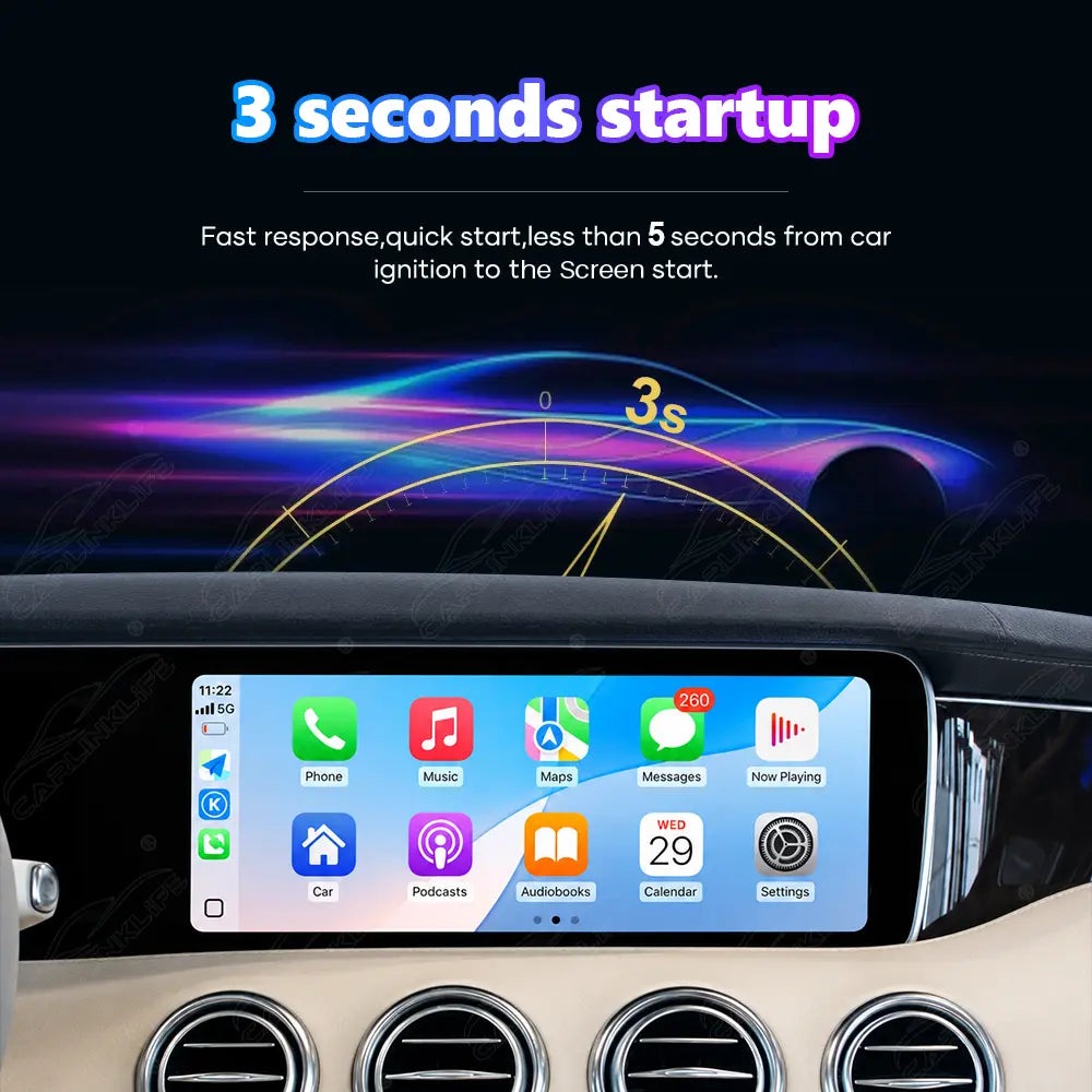 Mercedes-Benz S-Class W222 (2014–2017) 12.3" Linux Screen Upgrade | Wireless CarPlay & Android Auto | OEM Instrument Cluster Retained