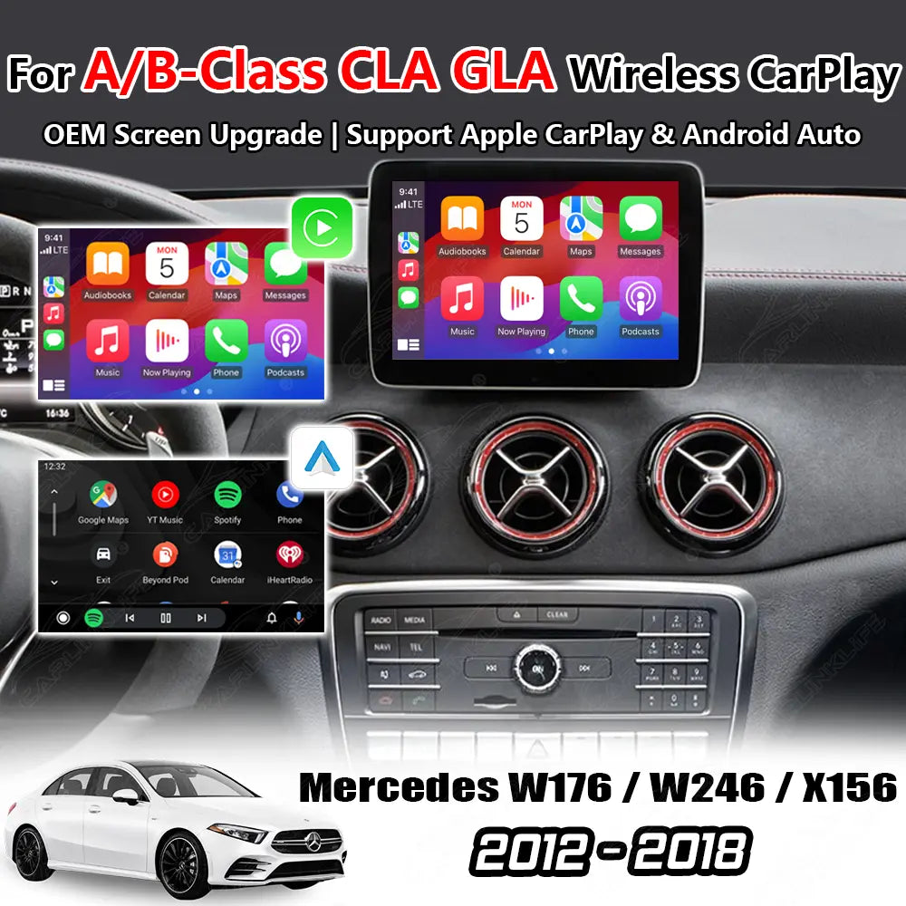 Wireless Apple Carplay & Android Auto for Mercedes Benz A-Class B-Class CLA GLA W176/W246/X156/C117 2012-2018