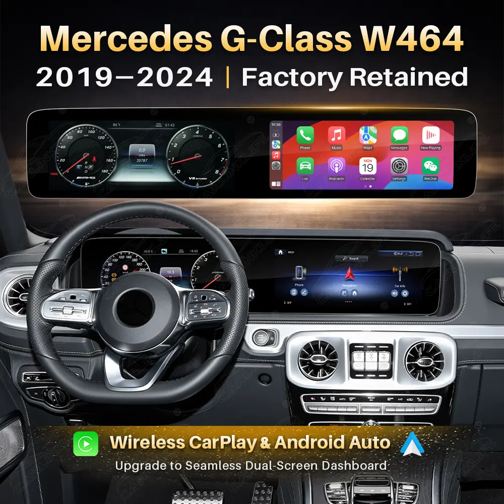 Mercedes-Benz G-Class W464 (2019–2024) 12.3" Dual Screen Android Upgrade | Wireless CarPlay & Android Auto | OEM LCD Cluster Retained