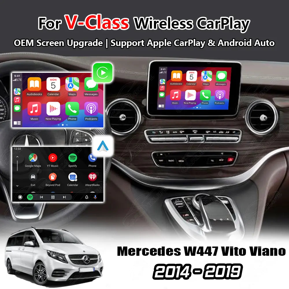 Wireless Apple Carplay & Android Auto for Mercedes Benz V-Class W447 Vito Viano 2014-2019