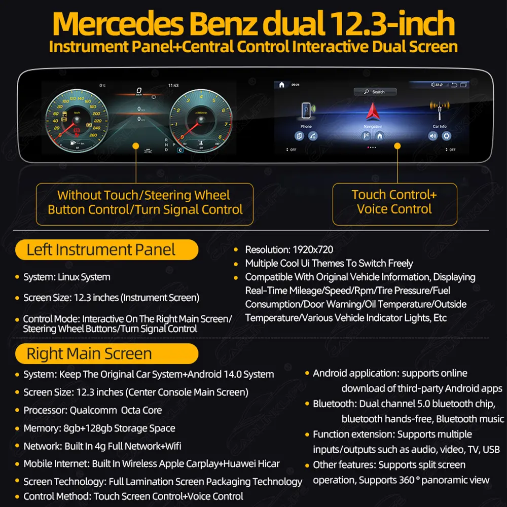 Mercedes-Benz E-Class W213 (2016–2020) 24.6" Digital Cluster & Android Screen Upgrade | Wireless CarPlay & Android Auto | Analog Cluster Only