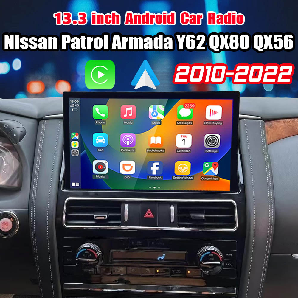 13.3 Inch Android Car Radio For Nissan Armada Y62 Patrol Infiniti QX80 QX56 2010-2022 Car Stereo CarPlay Multimedia Player