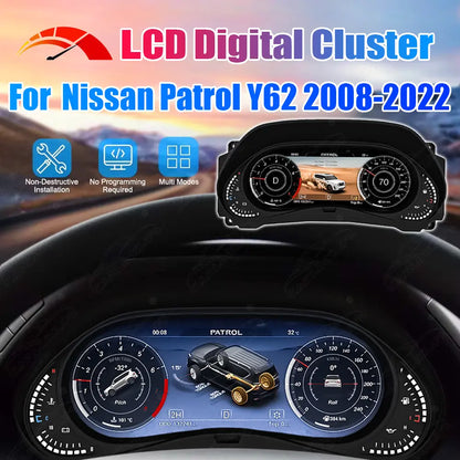 12.3" LCD Digital Cluster For Nissan Patrol Y62 2008-2022 Linux Dashboard Gauge Cluster