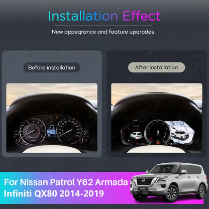 12.3" LCD Digital Cluster For Nissan Patrol Y62 Armada Infiniti QX80 2014-2019 Linux Dashboard Gauge Cluster (LHD)