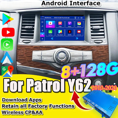 Android Infotainment Interface for Nissan Patrol Y62 QX60 Pathfinder R52 2010-2020 with YouTube, Google Play