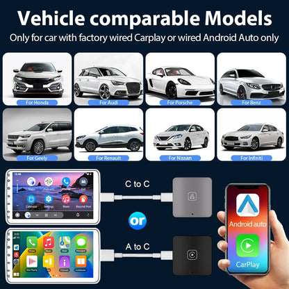 Carlinklife Wireless Apple CarPlay Android Auto Adapter USB Dongle Plug & Play
