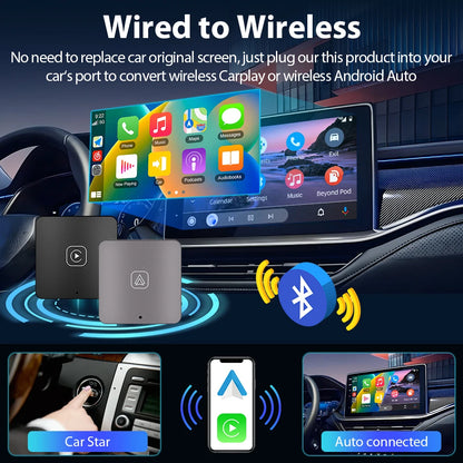 Carlinklife Wireless Apple CarPlay Android Auto Adapter USB Dongle Plug & Play