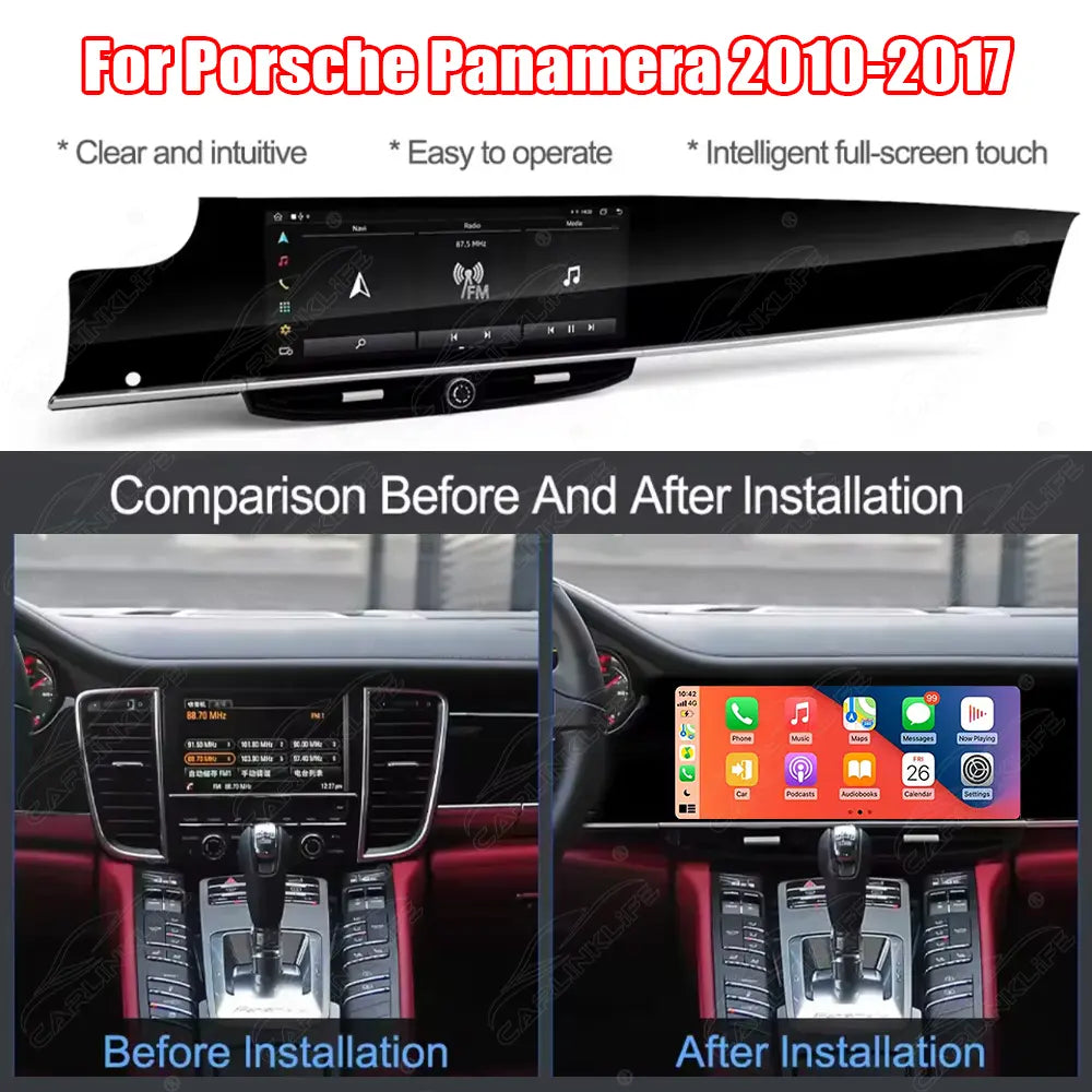 12.3" Android Car Radio For Porsche Cayenne / Panamera 2010-2017 Car Stereo GPS Navigation WiFi Carplay/ Stop Watch/ AC Panel
