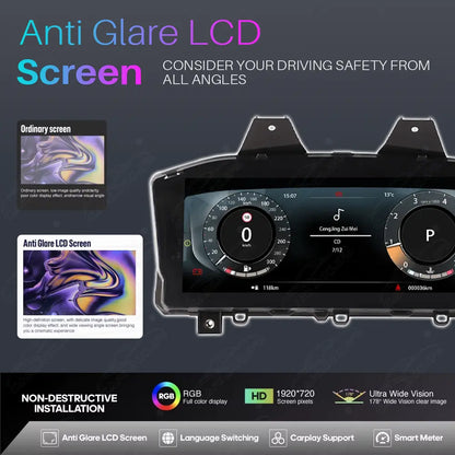 12.3" CarPlay LCD Digital Cluster For Range Rover 2013-2017 L405 L494 Linux Dashboard Gauge Cluster