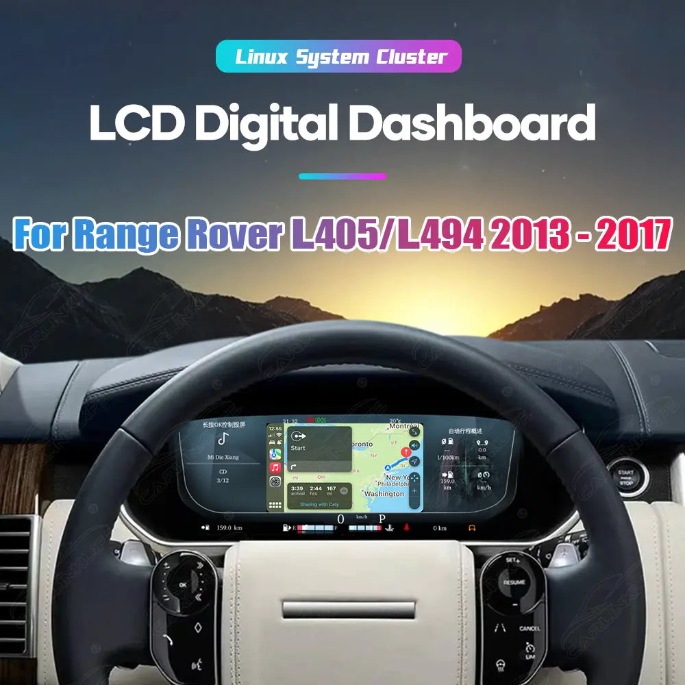 12.3" CarPlay LCD Digital Cluster For Range Rover 2013-2017 L405 L494 Linux Dashboard Gauge Cluster