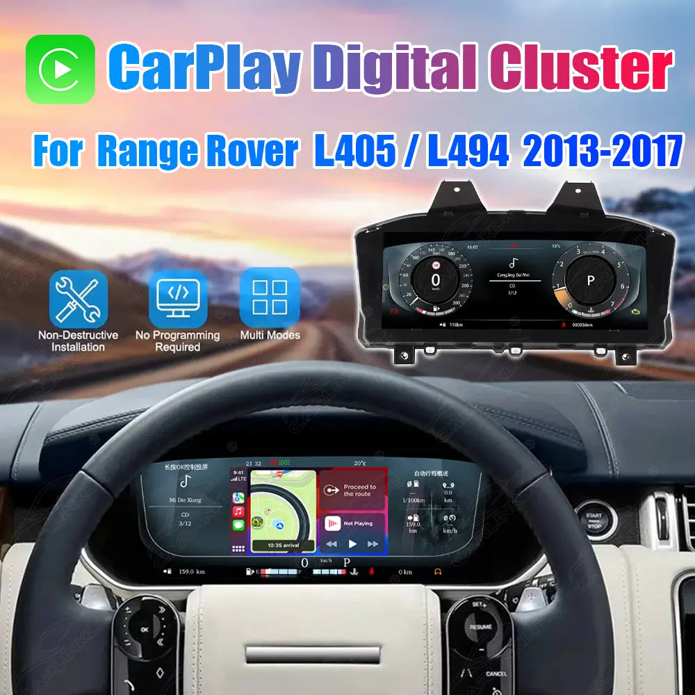 12.3" CarPlay LCD Digital Cluster For Range Rover 2013-2017 L405 L494 Linux Dashboard Gauge Cluster
