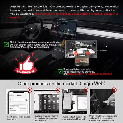 Wireless Apple Carplay Android Auto For Tesla Model Y / Model 3 2019-2024 CarPlay Retrofit Module