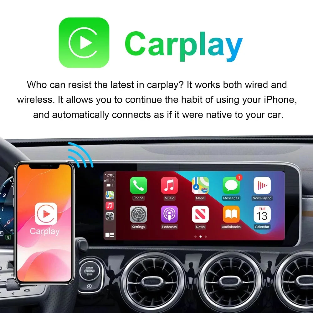 Full Screen Wireles Carplay For Mercedes NTG 6.0 MBUX W247/GLB X247/GLA (H247) Radio Navi Update CarPlay/Android Auto Interface Module Box