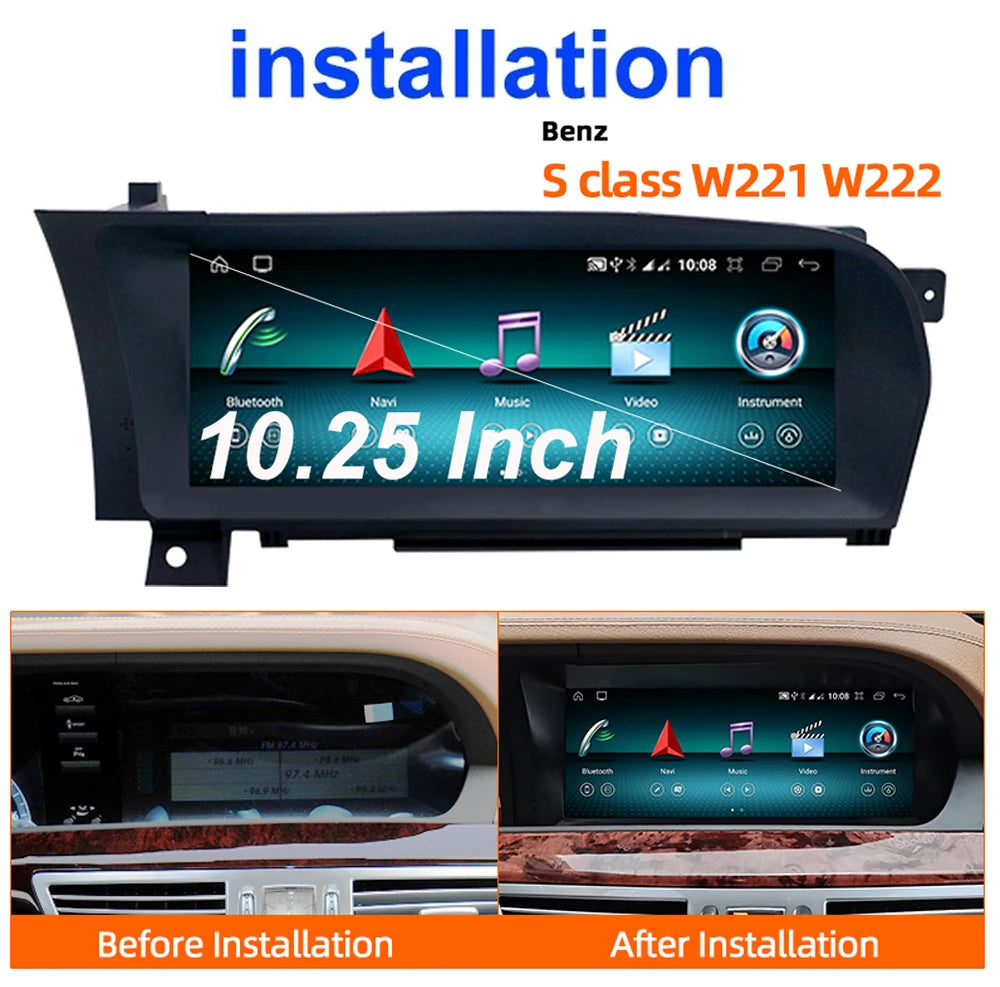Mercedes Benz S Class W221 2005-2013 Android 13 Car Radio 10.25inch Screen
