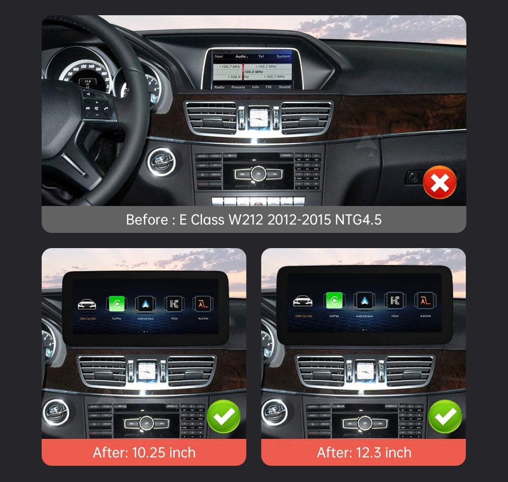 Mercedes Benz E Class/E Coupe W207 2009-2016 Wireless Apple CarPlay Android Auto Car Multimedia Linux Touch Screen