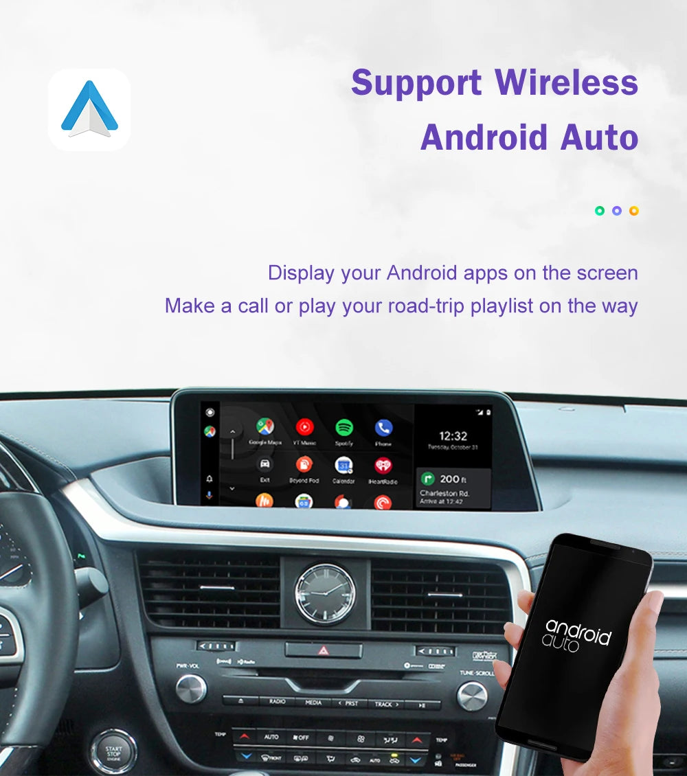 Wireless Apple CarPlay Interface for 12.3 inch Lexus RX LX GS ES 2016-2021 Android Auto Upgrade Module