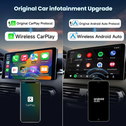 Carlinklife 5.0 2-in-1 Wireless CarPlay Android Auto Adapter for Cars with Factory Wired CarPlay & Wired Android Auto