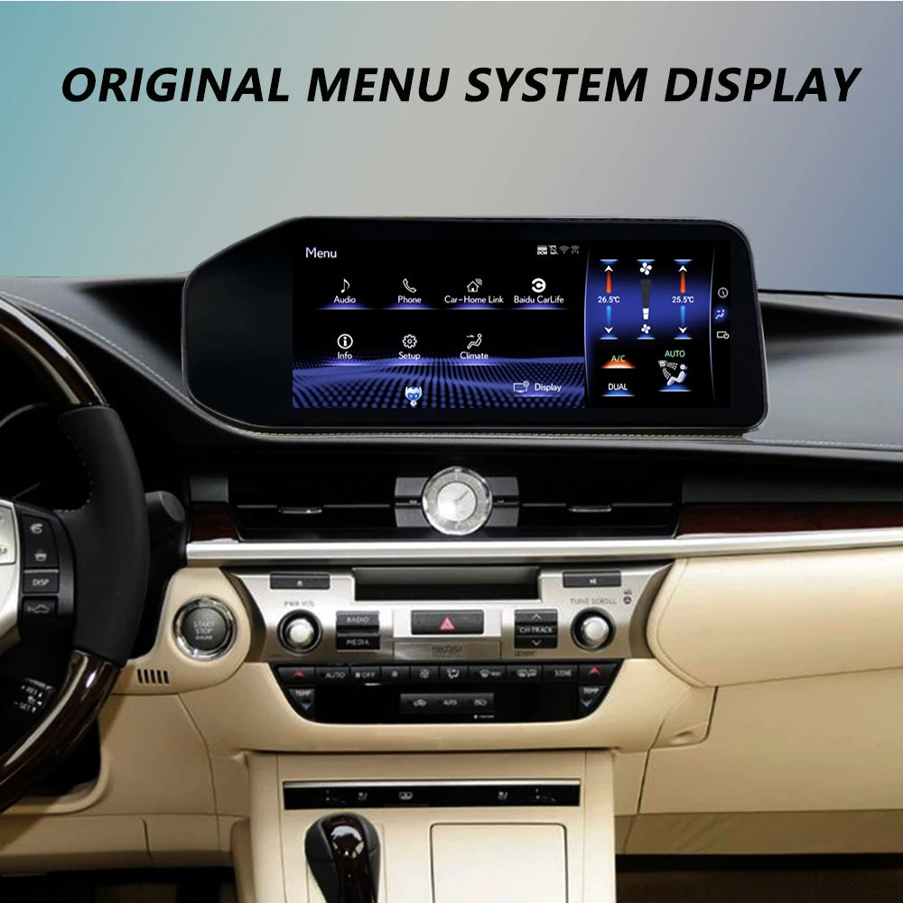 Lexus ES 2013–2018 12.3" Android Car Stereo Apple CarPlay Android Auto Screen Upgrade