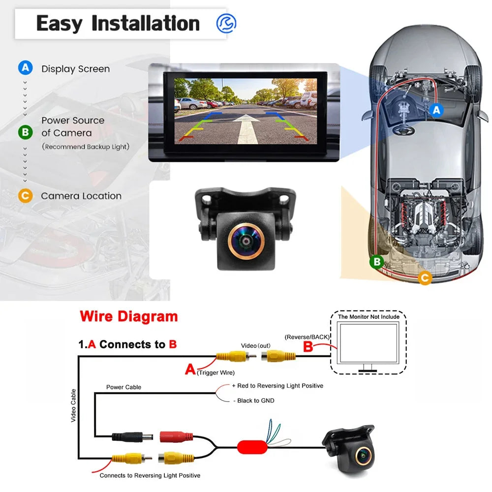 AHD 1080P Car Front Reverse Backup Rear View Camera For Vehicle Android DVD AHD Monitor