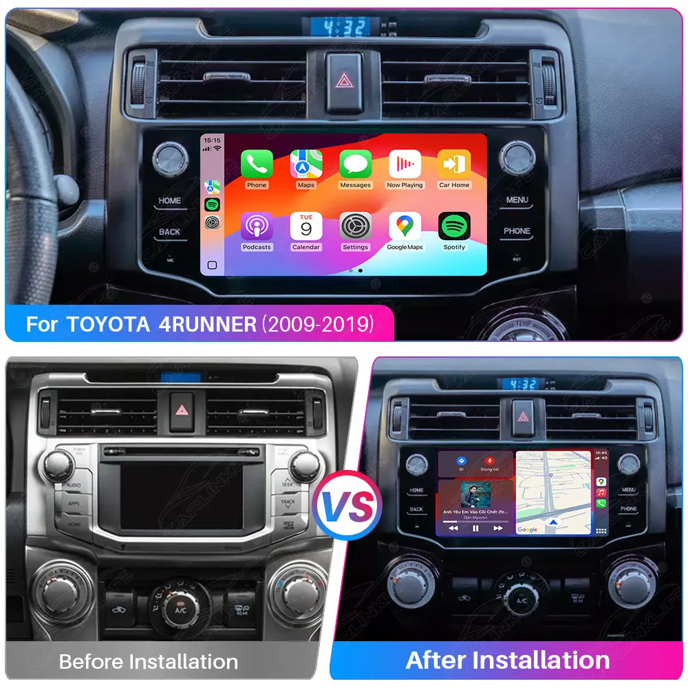 Toyota 4Runner 2009-2019 10.3" Android Car Stereo Apple CarPlay Android Auto Screen Upgrade