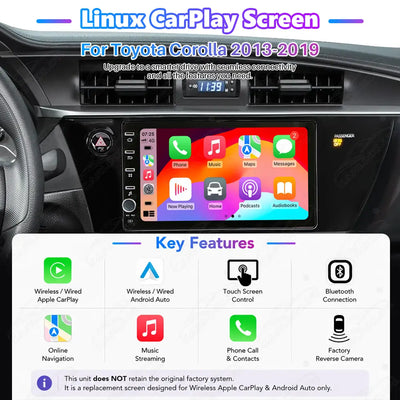 Toyota Corolla (2013–2019) 8" Linux Wireless CarPlay & Android Auto Screen Upgrade