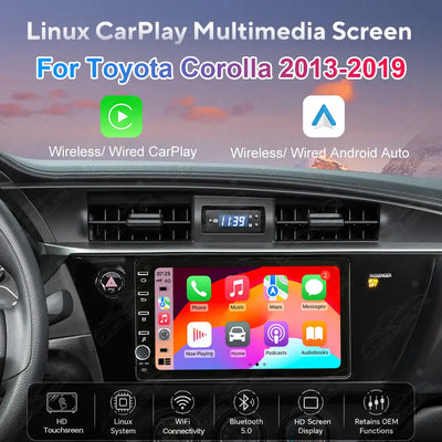 Toyota Corolla (2013–2019) 8" Linux Wireless CarPlay & Android Auto Screen Upgrade