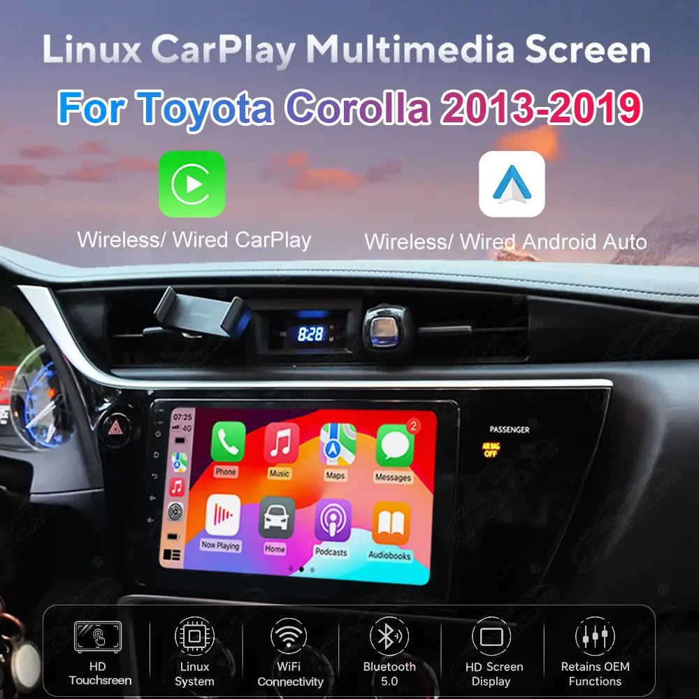 Toyota Corolla (2013–2019) 9" Linux Wireless CarPlay & Android Auto Screen Upgrade