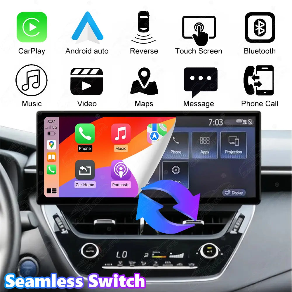 Toyota Corolla (2019–2023) 12.3" Linux Wireless CarPlay & Android Auto Screen Upgrade