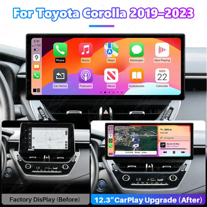 Toyota Corolla (2019–2023) 12.3" Linux Wireless CarPlay & Android Auto Screen Upgrade