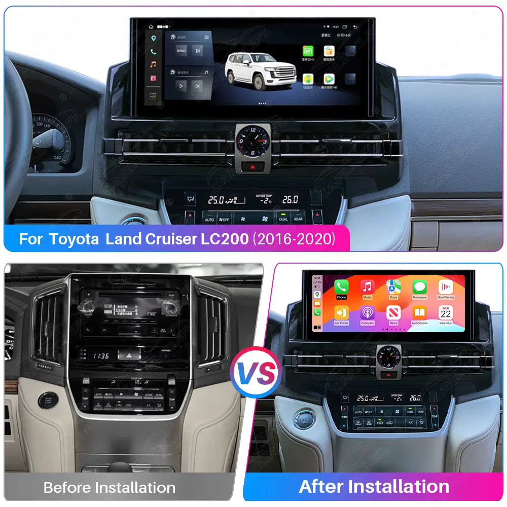 Toyota Land Cruiser LC200 2007-2020 12.3" Android Car Stereo Apple CarPlay Android Auto Screen Upgrade