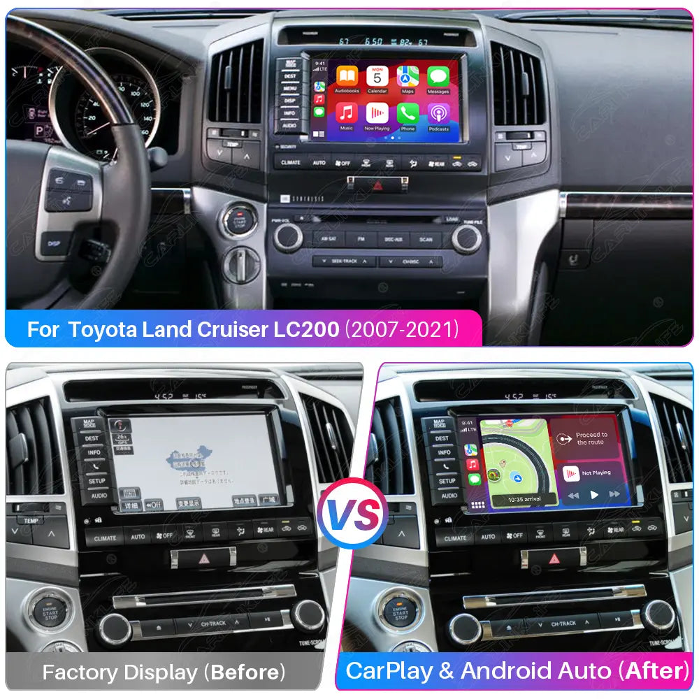 Toyota Land Cruiser LC200 Wireless Apple CarPlay & Android Auto Retrofit Module | OEM Screen Upgrade (2007–2021)