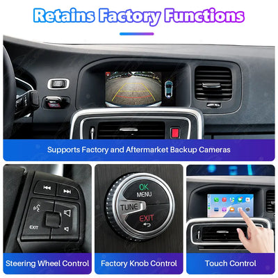 Volvo XC60 S60 V60 V40 S80 (2012–2017) 7" Linux Wireless CarPlay & Android Auto Screen Upgrade