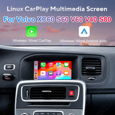Volvo XC60 S60 V60 V40 S80 (2012–2017) 7" Linux Wireless CarPlay & Android Auto Screen Upgrade