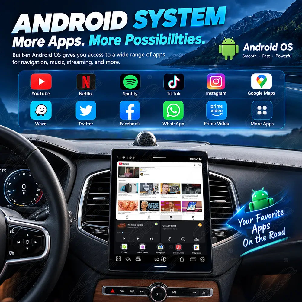 Volvo XC90 XC60 XC40 S60 S90 V60 V90 (2017-2027) 12.1" Android Car Screen Upgrade with Wireless CarPlay & Android Auto