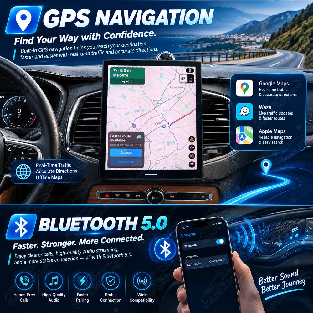 Volvo XC90 XC60 XC40 S60 S90 V60 V90 (2017-2027) 12.1" Android Car Screen Upgrade with Wireless CarPlay & Android Auto