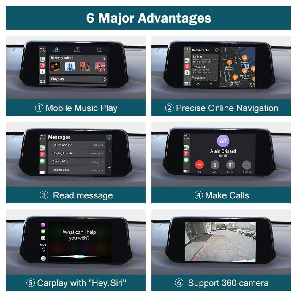 Wired Apple CarPlay/Android Auto Upgrade Module for Mazda CX3 CX4 CX5 CX8 CX9 2014-2020 Mazda2 Mazda3 Mazda6