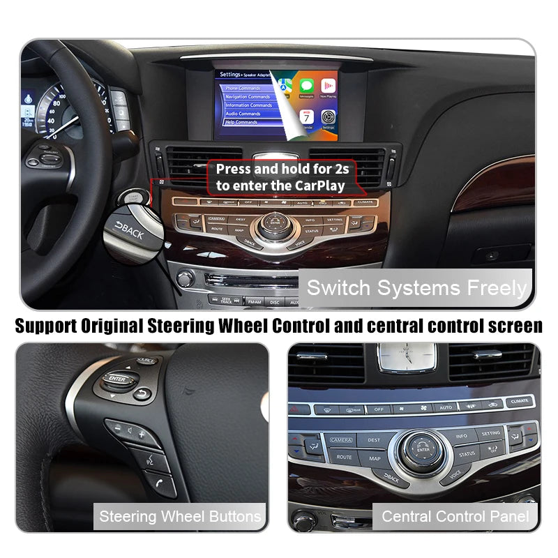Wireless Apple CarPlay Android Auto Interface For Infiniti QX60 QX70 Q ...