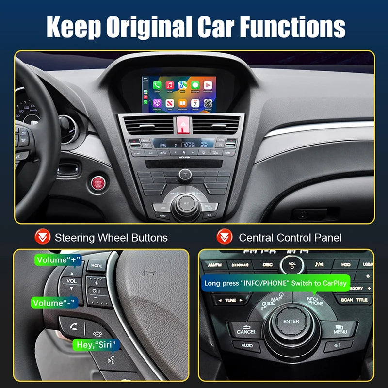 Wireless CarPlay Android Auto For Acura RDX TL ILX ZDX MDX 2007-2013 Single Screen Models CarPlay Retrofit Module