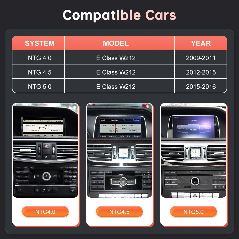 Mercedes Benz E Class/E Coupe W207 2009-2016 Wireless Apple CarPlay Android Auto Car Multimedia Linux Touch Screen