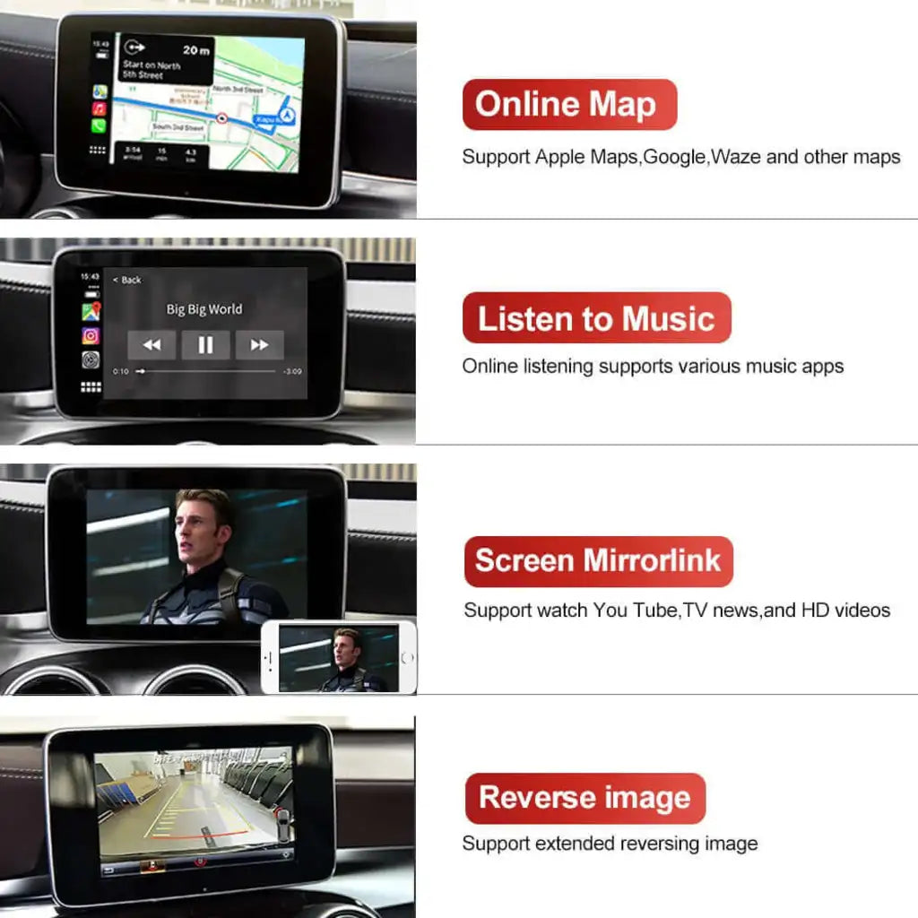 Benz Android Reverse Display Wireless CarPlay Android Auto Module for Mercedes Benz NTG 4.5/ 5.0 ...
