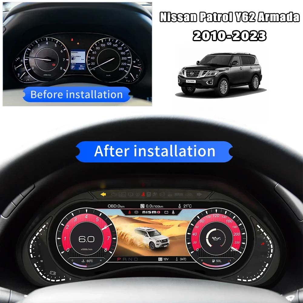 LCD Digital Cluster For Nissan Patrol Y62 Armada 2010-2023 Linux Digital LCD Dashboard Instrument Gauge Cluster