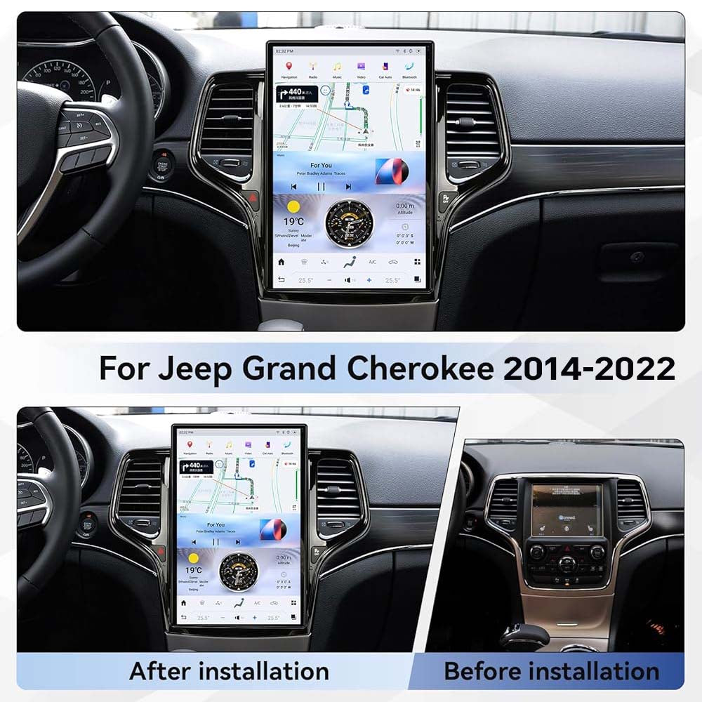 14.4 inch Jeep Grand Cherokee 2010-2022 Tesla-Style Multimedia Player GPS Navigation Wireless CarPlay Android Auto