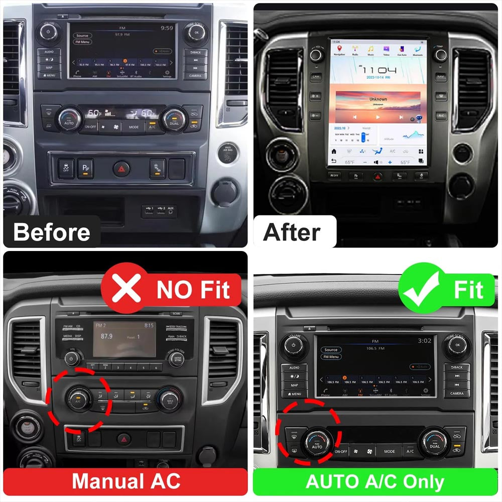 12.1 inch Car Radio for Nissan Titan 2016-2019 Stereo Replacement Tesla-Style Screen GPS Navigation Multimedia Player